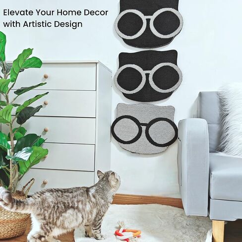 3 Pack Cat Wall Scratcher Cardboard, Wall Mounted Cat Scratch Pad, Cat Vertical Cat Scratcher Post Cat Scratching Pad for Large Indoor Cats Grinding Claw Furniture Protector,Cat Pattern in Saudi Arabia