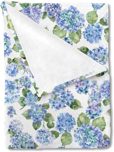 Blue Hydrangea Floral Baby Blanket for Boy Girl Watercolor Flowers Painting Flannel Soft Swaddle Blanket Wild Floral Receiving Blankets Unisex Newborn Toddler Nursery Bed Crib Throw Blanket 30x40 in Saudi Arabia