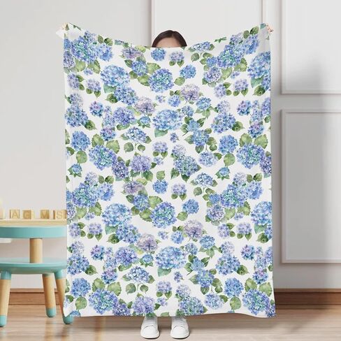Blue Hydrangea Floral Baby Blanket for Boy Girl Watercolor Flowers Painting Flannel Soft Swaddle Blanket Wild Floral Receiving Blankets Unisex Newborn Toddler Nursery Bed Crib Throw Blanket 30x40 in Saudi Arabia