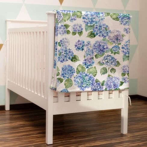 Blue Hydrangea Floral Baby Blanket for Boy Girl Watercolor Flowers Painting Flannel Soft Swaddle Blanket Wild Floral Receiving Blankets Unisex Newborn Toddler Nursery Bed Crib Throw Blanket 30x40 in Saudi Arabia