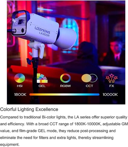 مصباح فيديو Godox Litemons LA300R RGB COB LED، 1800-10,000K CCT CRI 95+ TLCI 94+، 14 تأثير إضاءة، حامل بوينز، مع تعديل G/M، التحكم على اللوحة والتطبيق، اتصال NFC، للبث المباشر in Saudi Arabia