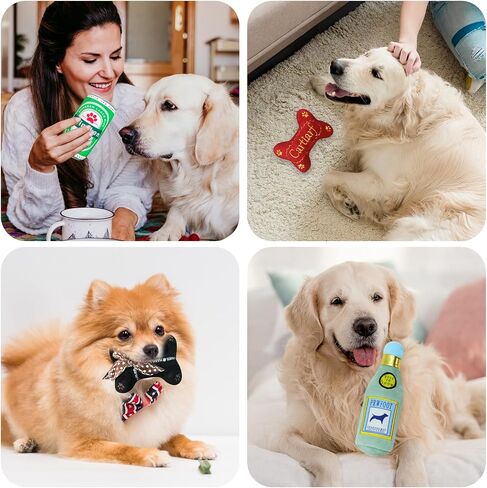 4-Piece Dog Teething Chewing Squeaky Plush Toy Stylish Beer Puppy Bones Set 5 Style Combinations, Composed of Natural Cotton Polyester in Saudi Arabia