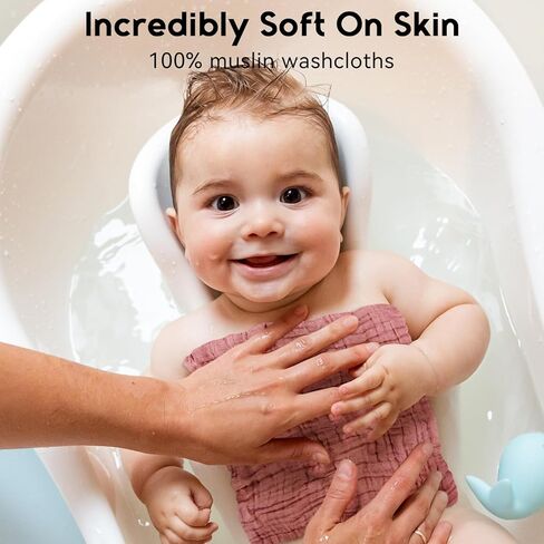 مجموعة من 12 قطعة قماش للتجشؤ من الموسلين للأطفال - عبوة من 6 مناشف أطفال من الموسلين باللون الوردي المتدرج - باللون الوردي المتدرج in Kuwait