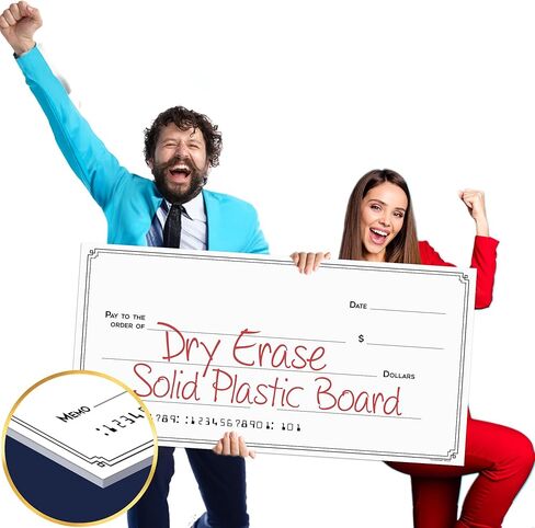 Giant Dry Erase Check - 16" x 32", Reusable Big Oversized Blank Check for Presentation - Great Photo-Op for Fundraisers, Charity & Donation Events in Saudi Arabia
