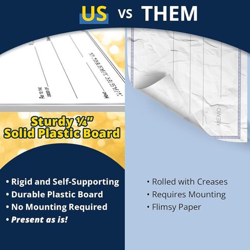 Giant Dry Erase Check - 16" x 32", Reusable Big Oversized Blank Check for Presentation - Great Photo-Op for Fundraisers, Charity & Donation Events in Saudi Arabia