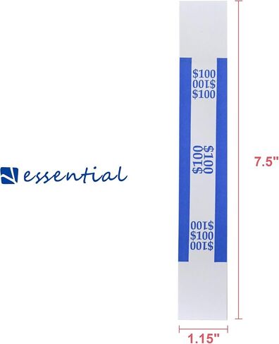 Essential Currency Straps –450 Assorted Bill Wrappers, Money Bands to Organize Bills, ABA Standard Colors, Self-Adhesive, 7.5 x 1.15 Inches (450 Assorted/ 50 of Each) in Kuwait