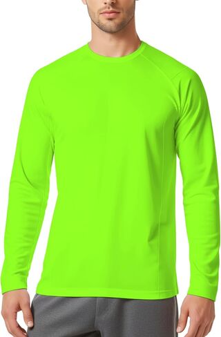 Men Long Sleeve Athletic Shirt, Crewneck Running T-Shirts Fitted, Moisture Wicking Base Layer Workout Tee Dry Fit in Saudi Arabia