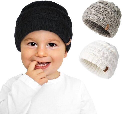 FURTALK Baby Beanie Winter Soft Warm Knit Hat 3 Pack Infant Toddler Slouchy Caps in Saudi Arabia