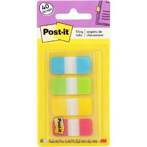 Post-it Tabs.625 in Solid, Aqua, Lime, Yellow, Red, 10/Color, 40/Dispenser (676-ALYR)