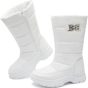 FINIWOR Womens Snow Boots Waterproof Mid Calf Winter Boots for Women Warm Faux Fur Lined Boots Side Zipper Non-Slip Boots