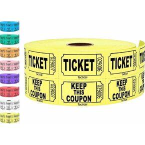 Tacticai 1000 Yellow Raffle Tickets, Double Roll, Ticket for Events, Entry, Class Reward, Fundraiser & Prizes