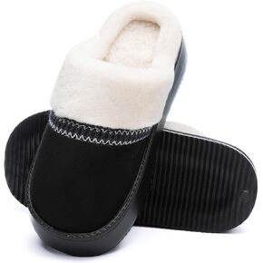 Womens Slippers for Women Cozy Memory Foam House Slippers Winter Warm Comfy Furry Shoes for Indoor Outdoor Suede Platform with Anti-Skid Sole