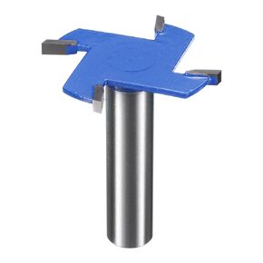 HARFINGTON T Slot Cutter Rabbet Router Bit 15/32" (12mm) Shank 1-25/32" (45mm) x 1/8" (3mm) 4 Wing Carbide Slotting Cutter Rabbeting Slab Flattening Router Bits for Wood