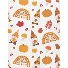 Pfrewn Fall Autumn Crib Sheets for Boys Girls Cute Gnomes Harvest Rainbow Fitted Crib Sheet for Mini Stretch Soft Toddler Baby Playard Mattress Sheet Thanksgiving Decor, 52x28x9IN