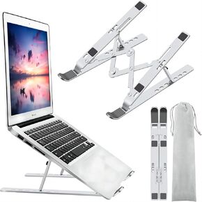 Laptop Stand, Laptop Holder Riser Computer Stand, Adjustable Aluminum Foldable Portable Notebook Stand, Compatible with MacBook Air Pro, HP, Lenovo, Dell, More 10-15.6" Laptops and Tablets (Silver)