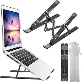 Laptop Stand, Laptop Holder Riser Computer Stand, Adjustable Aluminum Foldable Portable Notebook Stand, Compatible with MacBook Air Pro, HP, Lenovo, Dell, More 10-15.6" Laptops and Tablets (Silver)