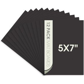 Space Art Deco, Pack of 12 8x10 Uncut Black Mat Boards, Acid Free Matte Backing Boards for Pictures, Prints, Frames, Arts