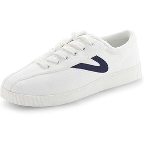 TRETORN Nyliteplus Canvas Sneakers Women's Lace-Up Casual Tennis Shoes Classic Vintage Style, White/Navy, 6.5
