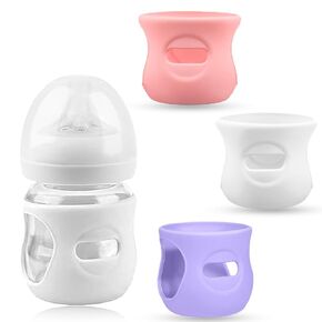 3/4 Pack Silicone Sleeve for Philips Avent Glass Bottle,Anti Breakage Baby Bottle Holder for Avent Natural Glass Baby Bottles 8 oz & 4 oz(Mix-3pcs/4 Ounce)