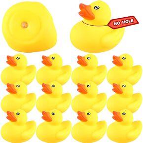 DEEKIN 12 Pcs 2.2 Inch Waterproof No Hole Yellow Rubber Ducks Duck Bath Toy with Sealed Plug Without Hole Bathtub Floating Bath Duck for Birthday Party Decoration Gift Swimming Pool