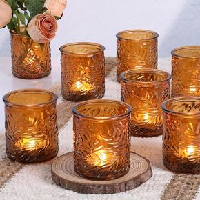 24 pcs Blue Votive Candle Holders, Tea Light Candle Holders for Wedding Centerpieces,Glass Candle Holders for Home Decoration and Party Supplies