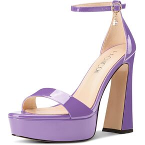 Aachcol Womens Platform Chunky High Heels Open Toe Ankle Strap Block Heeled Sandals Prom Sexy Dress Shoes 5.1 Inches Heels