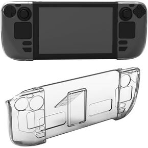 Crystal Clear Cover Case for Steam Deck Gaming Console PC Protective Skin Case with Stand Base