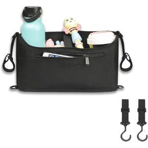 Universal baby stroller storage bag, 2 hooks, latest style，exclusive design, baby stroller, extra storage space, easy to install, storage bag (bag)