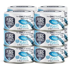 Flakes in Tuna Consommé, Canned Wet Cat Food Soup, 100% Mercury-Tested, Moist Can Fish, Grain-Free Protein, Non-GMO, 3oz, Variety Pack 3X Tuna, 3X Salmon, 3X Sardine, 3X Mackerel