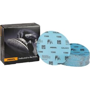 Mirka GalaxySandpaper 6 inch (150mm) - Grit 1500, 50 Discs/Pack - Hook & Loop - Premium Abrasive for Epoxy Resin, Wood, Metal - Non-Clogging, Self-Sharpening Technology - Ideal for Power Sanders