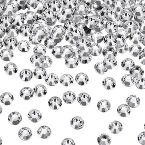 2880 Pieces Crystal Diamond Rhinestones Flat Back Round Gems Charms Stones Rhinestones Crystals Round Beads Flat Back Glass (Black, SS20)