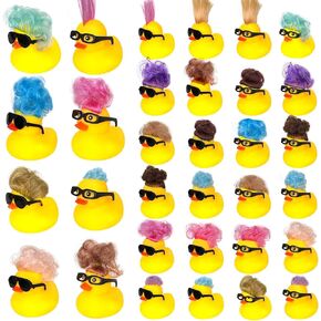 64 Pcs Rubber Ducks with Wig Black Frame Glasses Cute and Funny Little Rubber Ducks for Summer Pool Birthday Gifts Party Favors in Kuwait