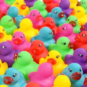 378-Pack Mini Rubber Ducks Set, Mini Colorful Rubber Duckies Bath Toy for Child,Float & Squeak Tiny Ducks Pool Toy Set for Kids Party Favors,Birthday Party Supplies,Prize Rewards