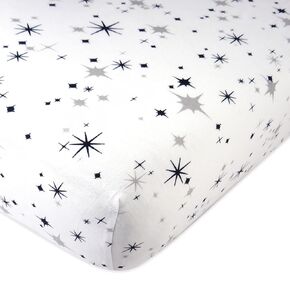 HonestBaby Fitted Crib Sheet, Girls, Boys & Unisex 100% Organic Cotton Crib Sheets for Standard Crib and Toddler Mattresses 28x52, Jumbo Twinkle Star Navy, One Size