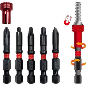 BIG RED BHT-5MTIB01R-2 Torin Magnetic Torsion Impact Bit Set: 5-Piece, Hex Shank Screwdriver Bits