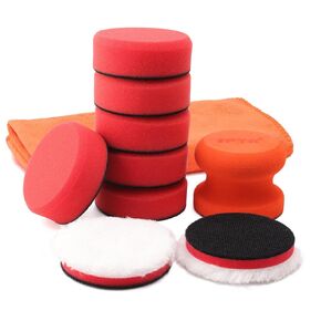 3 Inch Polishing Pad, SPTA 8Pcs Car Wax Applicator Pads with Handle and Towel, Hand Polishing Foam Buffing Pads & Microfiber Pad Kit, Detailing Buffing Pads for Car Polishing Waxing Buffing Glaze
