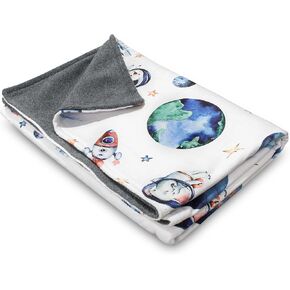 Jaxson's World Watercolor Outer Space Baby Blanket | 30x40 Inches | Minky Fleece