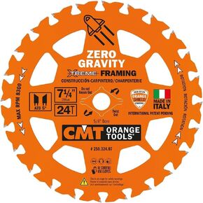 CMT Orange Tool 250.324.07 FRAMING ZERO GRAVITY 7-1/4"x0.070"/0.048"x5/8"