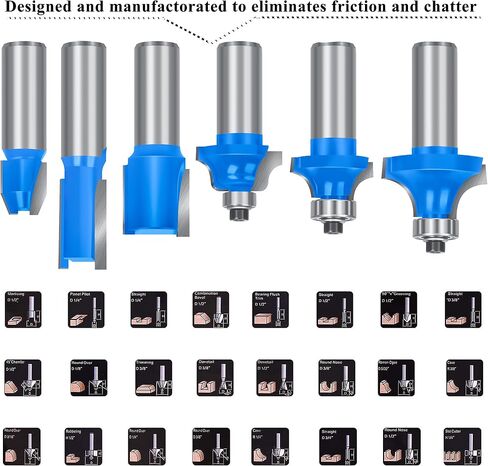 LEATBUY 1/2-Inch Shank Router Bit Set 41 PCS, Round Over Panel Cabinet Door Ogee Rail Stile Router Bits, Woodworking Wood Cutter, Wood Carbide Groove Tongue Milling Tool (YU03) in Saudi Arabia