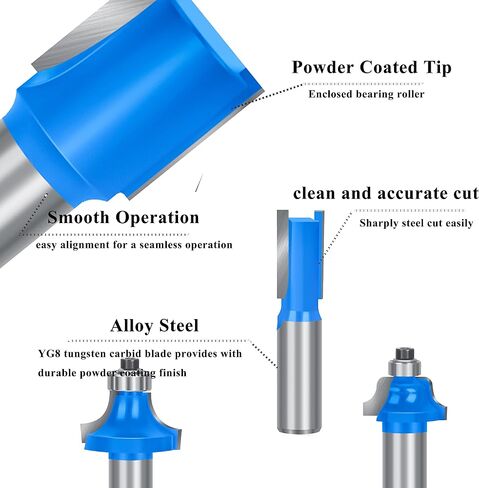 LEATBUY 1/2-Inch Shank Router Bit Set 41 PCS, Round Over Panel Cabinet Door Ogee Rail Stile Router Bits, Woodworking Wood Cutter, Wood Carbide Groove Tongue Milling Tool (YU03) in Saudi Arabia