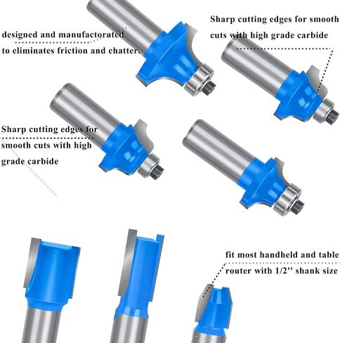 LEATBUY 1/2-Inch Shank Router Bit Set 41 PCS, Round Over Panel Cabinet Door Ogee Rail Stile Router Bits, Woodworking Wood Cutter, Wood Carbide Groove Tongue Milling Tool (YU03) in Saudi Arabia