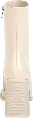 vivianly Womens Mid Calf Boots Square Toe Chunky Block Stacked Heel Ankle Booties Side Zipper in Saudi Arabia