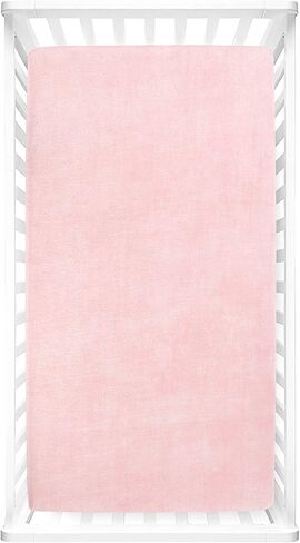 ملاءة سرير أطفال من القطن العضوي بيبي بيكسي فوكس جيو من Lush Decor، عبوتان، وردي، 28 بوصة عرض × 52 بوصة طول + 9 بوصة جيب - فراش أطفال وردي - ملاءات سرير عضوية - ديكور حضانة وودلاند - هدايا استحمام الطفل in Kuwait