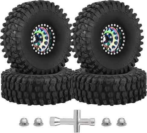 HobbyPark 1.9 عجلات خرز قوس قزح إزاحة سلبية - طبق عميق 10 مم لـ TRX4 المحوري SCX10 II III RR10 Wraith Redcat Gen 8 VS4-10 RC4WD 1/10 مقياس RC عجلة ألومنيوم زاحفة، 4 قطع in Saudi Arabia