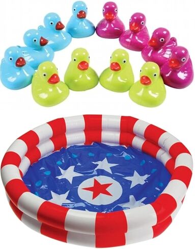 Carnival Duck Pond Game - Includes Red White and Blue Pool and 12 Plastic Floating Carnival Ducks (Pool with Yellow Ducks) in Saudi Arabia