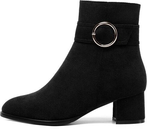 MOVINSTEPS Womens Solid Dress Zip Round Toe Suede Dating Block Low Heel Ankle High Boots 2 Inch in Saudi Arabia