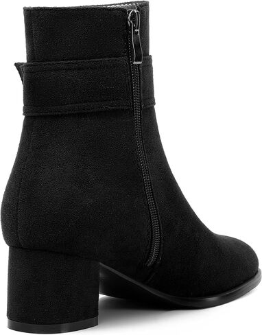 MOVINSTEPS Womens Solid Dress Zip Round Toe Suede Dating Block Low Heel Ankle High Boots 2 Inch in Saudi Arabia