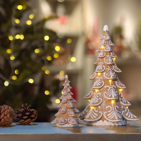 Cynkeyee Gingerbread زينة عيد الميلاد شجرة عيد الميلاد - تماثيل قابلة للتجميع - زينة عيد الميلاد ديكورات الحفلات الداخلية هدية للنساء قطعة مركزية للطاولة 3.5 * 3 * 5.5 بوصة in Kuwait
