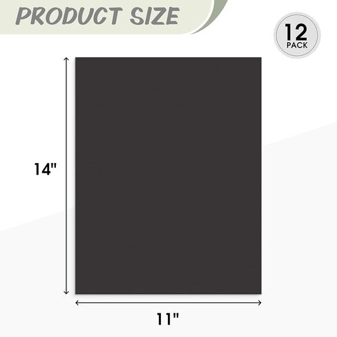 Pack of 12 11x14 Uncut Black Mat Boards, Acid Free Matte Backing Boards for Pictures, Prints, Frames, Arts in Saudi Arabia
