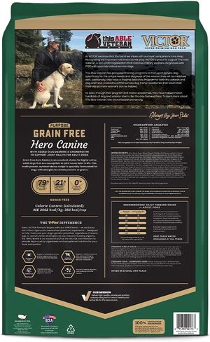Victor Super Premium Dog Food – Purpose - Grain Free Hero Canine – Premium Gluten Free Dog Food for Active Adult Dogs – High Protein with Glucosamine and Chondroitin for Hip and Joint Health, 30lbs in Saudi Arabia